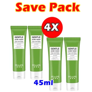 Mizumi Gentle Acne Wash Face &Shower Cleanser Acne Sensitive Gentle Skin 45ml X4 - Picture 1 of 9