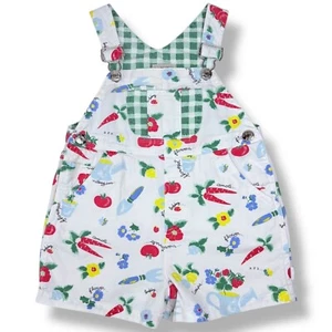 Vintage Rachels Kinder Obst + Gemüse Druck kurzer Overall Strampler Outfit 3T 4T - Bild 1 von 10