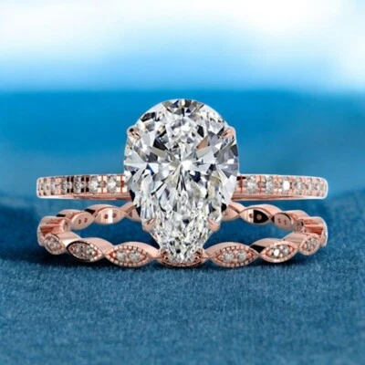 Engagement Ring 14k Rose Gold  IGI Lab Created Pear Cut Diamond 3.00 Ct Set - Image 1 of 4
