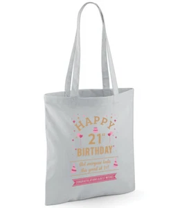 21st Birthday Gift Bag Age 21 Gift Idea Foldable Happy Birthday Present Keepsake - Picture 1 of 18