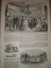 Countess of Clarendon ball at Downing Street London 1853 old print ref T