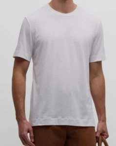 Zegna Men's White Cotton Short-Sleeve Tee Modal Crew-Neck T-Shirt Size M - Picture 1 of 3