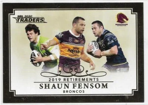 2020 Nrl Traders Retirements (R01) Shaun FENSOM Broncos - Picture 1 of 1