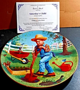 Vintage limitierte Auflage Danbury Mint Samstag Kind graben Garten Teller Zertifikat - Bild 1 von 4