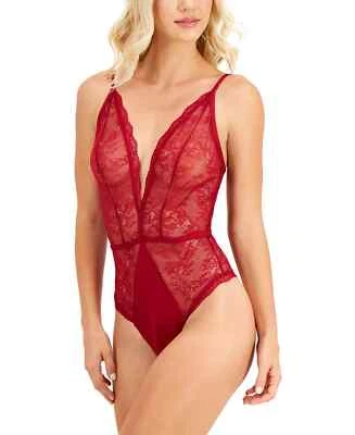 INC International Concepts Women's Lace Plunge Bodysuit, Maraschino Red, XL - Image 1 of 3