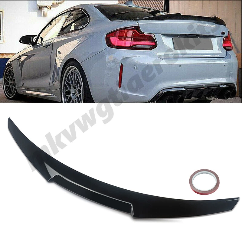 MAGICKIT For BMW 2 Series F22 Coupe F87 M4 Style Rear Boot Trunk Lip Spoiler Gloss Black