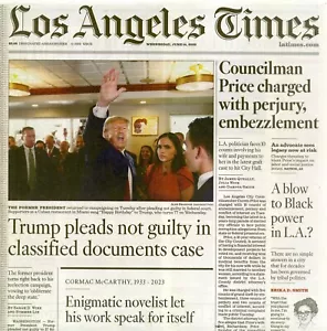 L. A. TIMES NEWSPAPER - JUNE 14, 2023 - D. TRUMP PLEADS NOT GUILTY IN CLASSIFIED - Picture 1 of 2