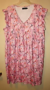 AMZ PLUS Damen Übergröße Sommer Freizeit T-Shirt Kleid Kurzarm V-Ausschnitt 3XL - Bild 1 von 4