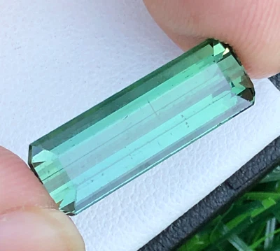 8.1 Cts Emerald Cut Blue Green Tourmaline Loose Gemstone Origin Afghanistan - Image 1 of 4