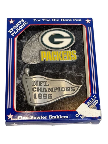 Green Bay Packer Football Plaque 1995-1996 NFL Central Champions Vintage Pewter Cover