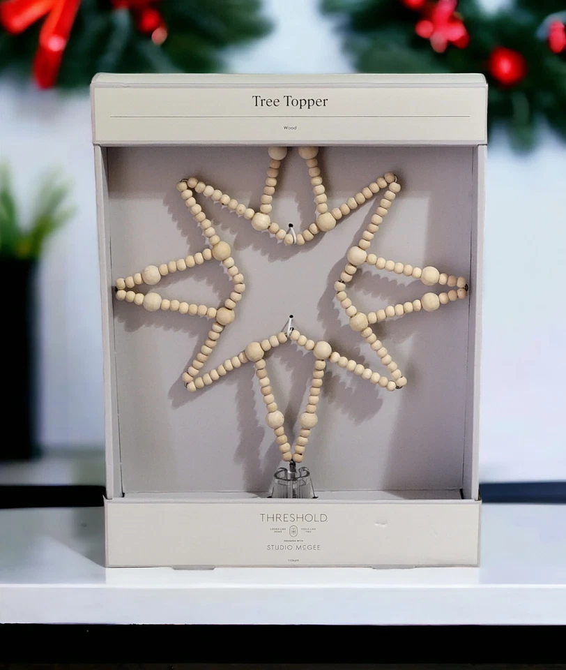 Threshold Wooden Christmas Tree Topper Beaded Beige Studio McGee