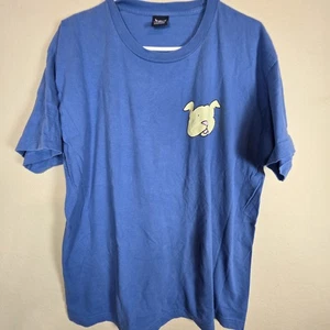 Hanes Beefy-T Vintage 90s Graphic Tee Dog Water Fight Navy Blue Size Large - Bild 1 von 9