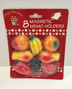 Porta promemoria magnetico frutta 8 pezzi vintage NOS porta magneti frigo - Foto 1 di 8