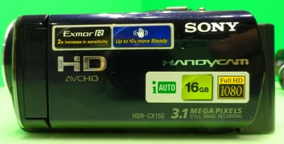 Black Sony Handycam HDR-CX150 Handheld (With Battery) - Image 1 of 4