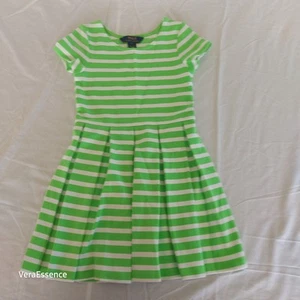 Polo Ralph Lauren Dress Girls Size 6 Green White stripes pleated - Picture 1 of 4
