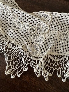 Babero Cuello Desmontable Vintage CAJE SUPERIOR Marfil BLANCO ROTO PERLA BOTÓN TRASERO ELEGANTE - Imagen 1 de 8