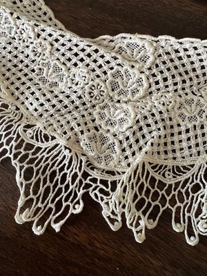 Babero Cuello Desmontable Vintage CAJE SUPERIOR Marfil BLANCO ROTO PERLA BOTÓN TRASERO ELEGANTE Foto 1 de 4