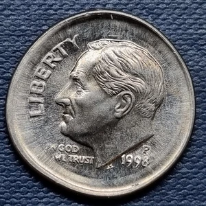 1998 P Roosevelt Dime 10c ERROR - Major + Deep Broad Strike Broadstruck  #96222 - Picture 1 of 2