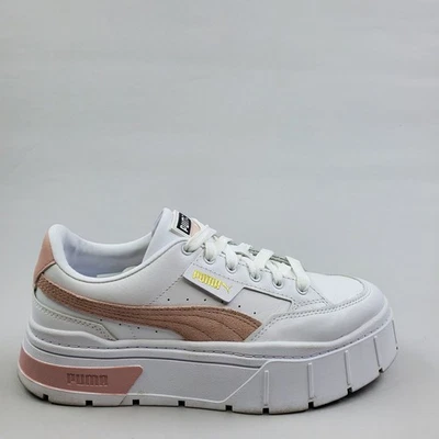 Puma Mayze Stacked Lace Womens White Pink Leather Platform Sneakers Shoes 8.5 - Image 1 of 4