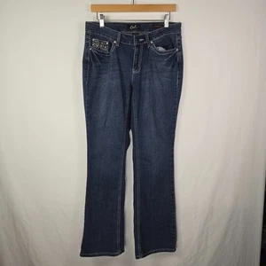 Earl Jean Slim Boot Jeans Women’s Size 8 Blue Denim Lace Embellished Pockets - Picture 1 of 13
