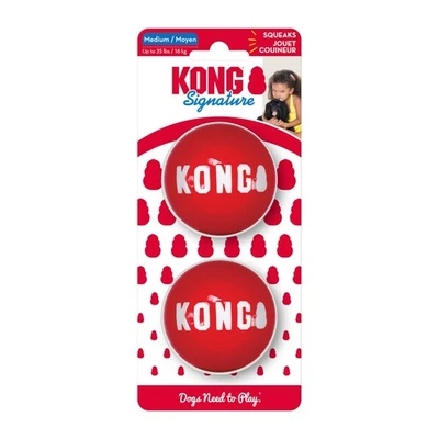 KONG Signature Balls Giocattolo Resistente Da Riporto Per Cani Confezione Da 2 - Immagine 1 di 4