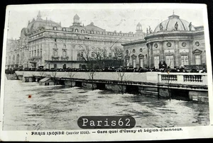 Nr. 62 PARIS ÜBERSCHWEMMUNGEN VON 1910 BAHNHOF QUAI D'ORSEY UND EHRENLEGION. geschrieben - Bild 1 von 2