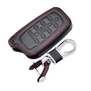 Black Leather For Toyota Mirai Highlander RAV4 Remote Key Fob Chain Cover Case - Picture 1 of 4