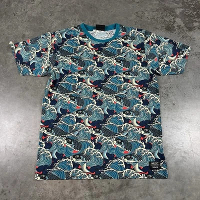 Camiseta Wesc Para Hombre Grande Azul Koi Pez Exterior Usada Foto 1 de 4