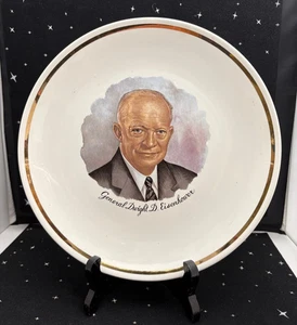 Vintage Gedenkteller General Dwight D Eisenhower Goldrand - Bild 1 von 3