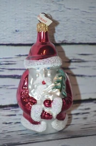 Adorno de Navidad de Vidrio Vintage Santa Claus con Árbol de Navidad Hecho en Polonia - Imagen 1 de 5
