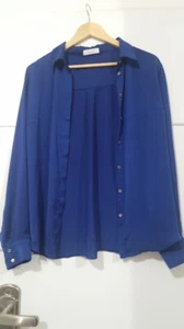 Oui Set European German Designer Cobalt Shirt Blouse Top Tunic Large l US 8 10 - Picture 1 of 22