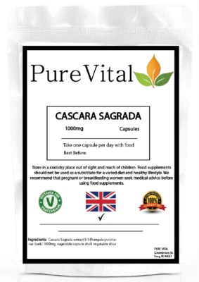 ECO-VITS Cascara Sagrada 1000mg Capsules | Digestion & Natural Detoxification | PureVital