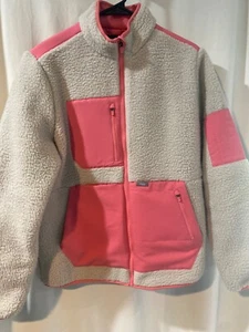 FIGS Large Pink/Tan On Shift Fleece Jacket - Picture 1 of 6