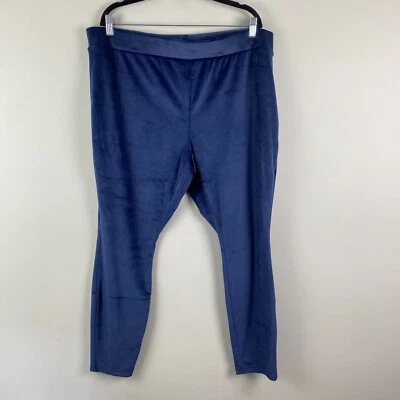 Lands End Velvet Velour Pull On Leggings Womens 2X Blue - Image 1 of 4