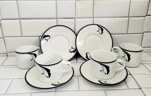 Dansk Flora Bayberry Made In Portugal Set Of 4 Cup And Saucer Color(S) White... - Picture 1 of 7