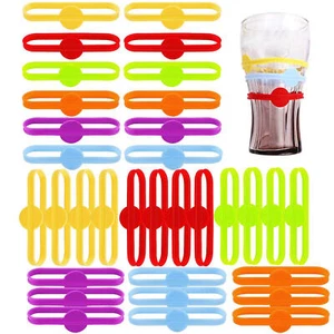 Drink Markers Colorful Drinking Glass Tag Wine Glass Silicone Strip Tag Marker - Picture 1 of 16