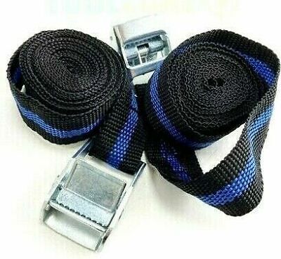 8 Black/ Blue Cam Buckle Tie Down Straps Luggage Rack Trailers 25 X 2500 Mm Lon • 12.30€