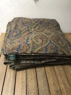 Ralph Lauren BRIANNA Paisley Green Blue F/Queen Sateen Comforter VTG 92x96” - Image 1 of 4