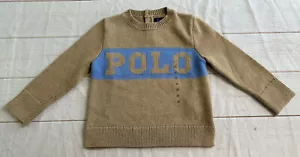 NWOT Polo RALPH LAUREN Girls SWEATER BEIGE & Blue 6X Cable Knit Long Sleeve - Picture 1 of 4