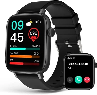 Smartwatch 1,9'' Appels Messages Imperméable SOS GPS iOS Android 230 mAh Noir - Photo 1/4