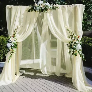 Wedding Arch Draping Fabric 2 Panels 6 Yards Ivory Sheer Backdrop Curtain Chi... - Picture 1 of 6