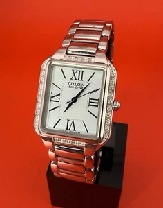 Citizen Eco-Drive Women's Solar Stainless Steel Rectanglar Watch - Picture 1 of 6