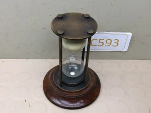 Vintage Sand Timer Wooden Base Metal Hourglass - Picture 1 of 16