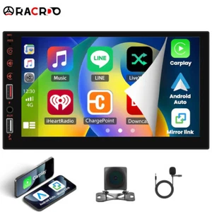 7" Car Radio For Apple/Andriod Carplay MP5 Stereo Touch Screen Double Din+Camera - Picture 1 of 23