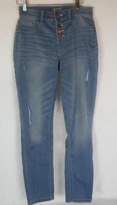 JUSTICE HIGH RISE LIGHT BLUE JEGGING SNAP BUTTON FRONT SZ L(16) NWOT DHA229 - Picture 1 of 4