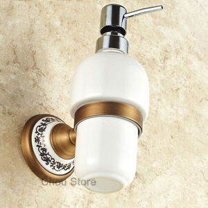 Wall Mount White Ceramic Bottle Liquid Soap Dispenser Holder Bath Hardware Soap 