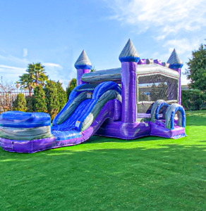 Bounce House Water Slide Combo with Inflated Pool