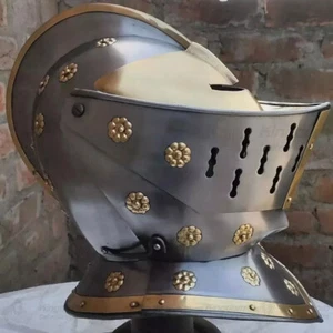 Mittelalter Europäischer Ritterhelm Knight Close Helm mit Messinghelm 16 GA - Bild 1 von 2