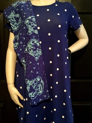 NWT LuLaRoe Outfit TC TIGERS WILDCATS Leggings & M BLUE POLKA DOTS Carly CATS UK - Image 1 of 4