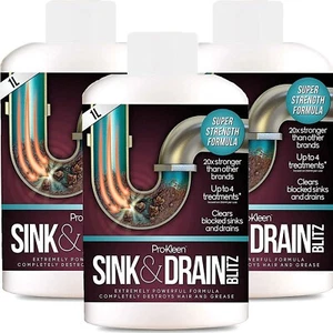 ProKleen Sink & Drain Blitz Unblock Removes Blockages Kitchen Bathroom 3L - Picture 1 of 6
